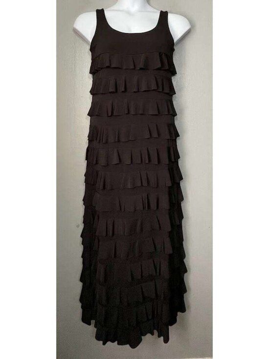 Dresses & Skirts - Dark Black Maxi Dress Size S M Sleeveless Tiered Ruffle Whimsigoth Romantic Fair